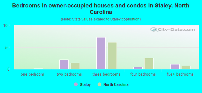 Bedrooms in owner-occupied houses and condos in Staley, North Carolina