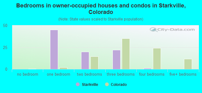 Bedrooms in owner-occupied houses and condos in Starkville, Colorado