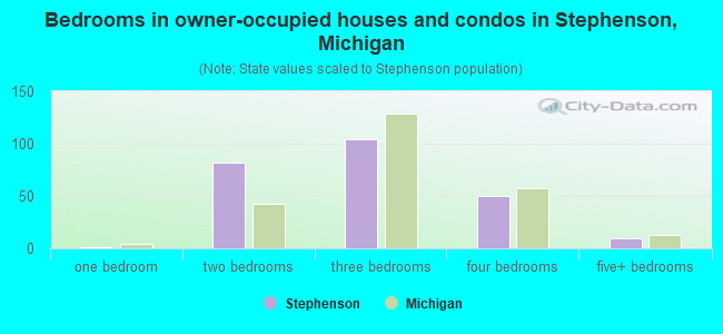 Bedrooms in owner-occupied houses and condos in Stephenson, Michigan