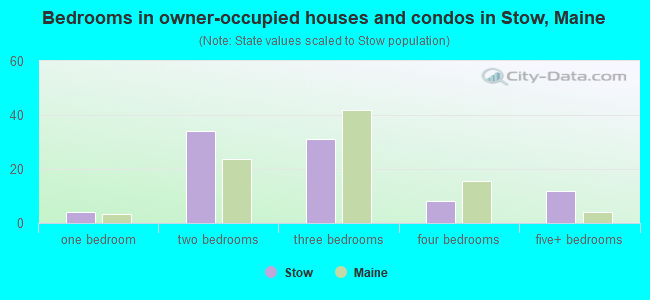 Bedrooms in owner-occupied houses and condos in Stow, Maine