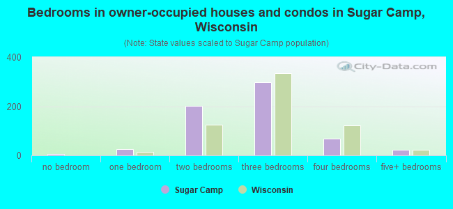 Bedrooms in owner-occupied houses and condos in Sugar Camp, Wisconsin