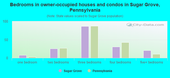 Bedrooms in owner-occupied houses and condos in Sugar Grove, Pennsylvania