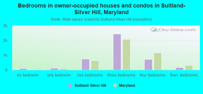 Bedrooms in owner-occupied houses and condos in Suitland-Silver Hill, Maryland