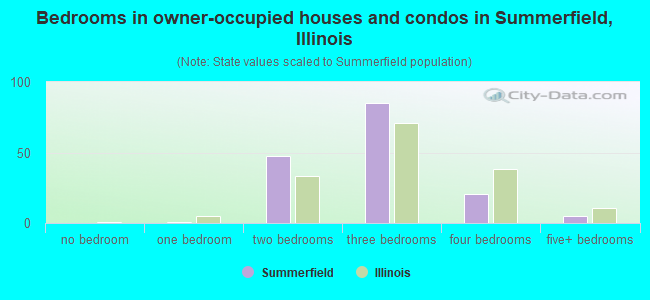 Bedrooms in owner-occupied houses and condos in Summerfield, Illinois