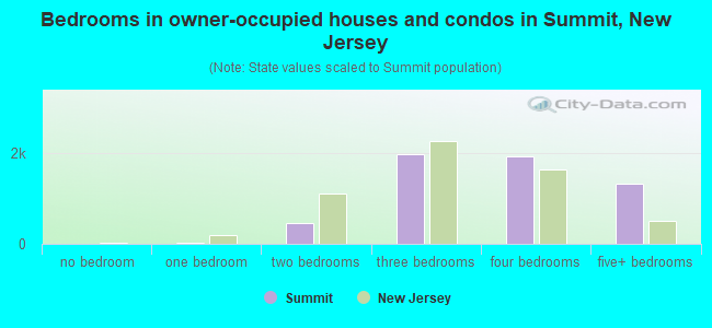 Bedrooms in owner-occupied houses and condos in Summit, New Jersey
