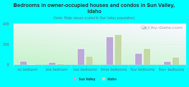 Bedrooms in owner-occupied houses and condos in Sun Valley, Idaho