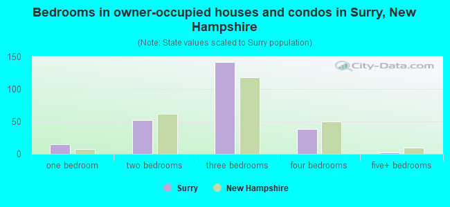 Bedrooms in owner-occupied houses and condos in Surry, New Hampshire
