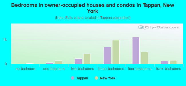 Bedrooms in owner-occupied houses and condos in Tappan, New York