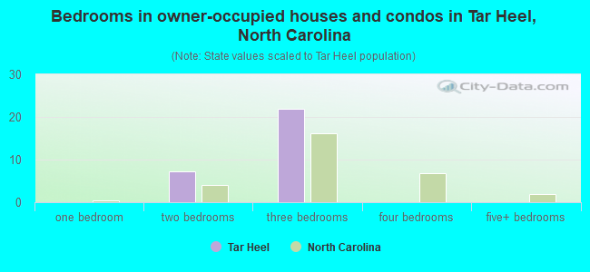 Bedrooms in owner-occupied houses and condos in Tar Heel, North Carolina