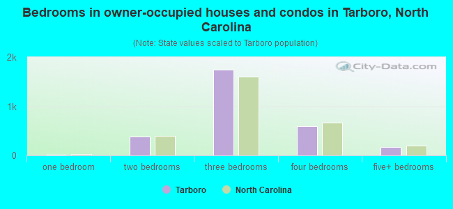 Bedrooms in owner-occupied houses and condos in Tarboro, North Carolina