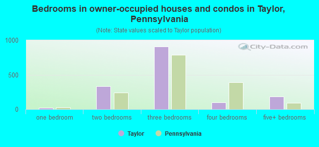 Bedrooms in owner-occupied houses and condos in Taylor, Pennsylvania
