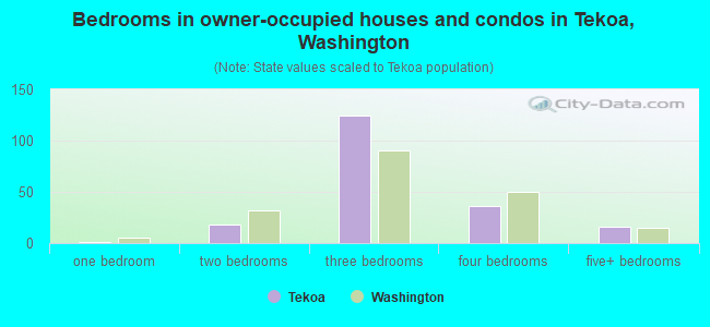 Bedrooms in owner-occupied houses and condos in Tekoa, Washington