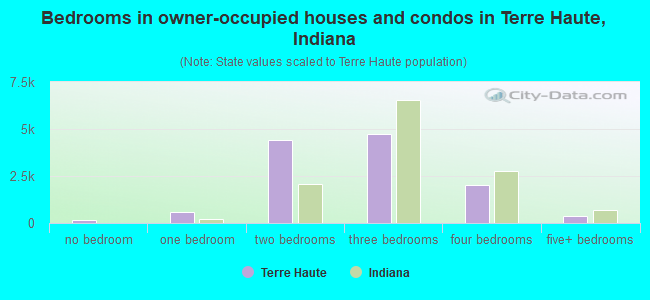 Bedrooms in owner-occupied houses and condos in Terre Haute, Indiana