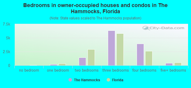 Bedrooms in owner-occupied houses and condos in The Hammocks, Florida