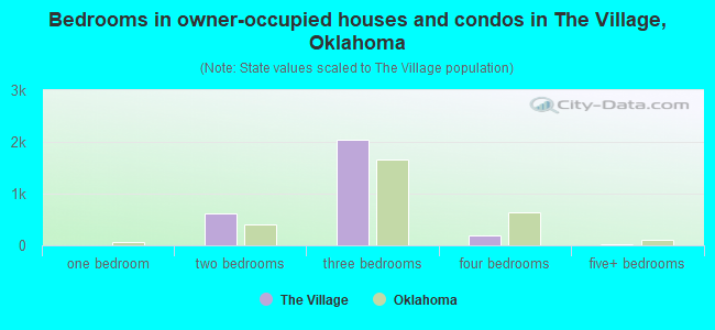 Bedrooms in owner-occupied houses and condos in The Village, Oklahoma