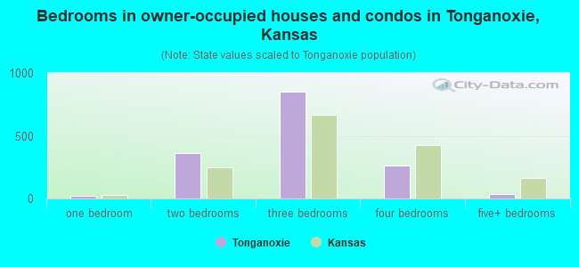 Bedrooms in owner-occupied houses and condos in Tonganoxie, Kansas