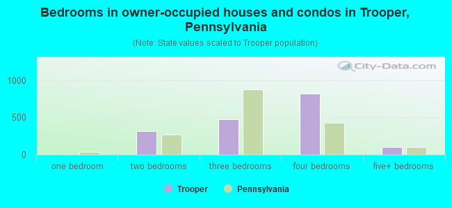 Bedrooms in owner-occupied houses and condos in Trooper, Pennsylvania