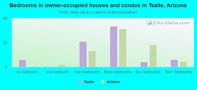 Bedrooms in owner-occupied houses and condos in Tsaile, Arizona