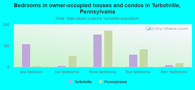 Bedrooms in owner-occupied houses and condos in Turbotville, Pennsylvania