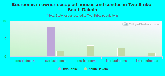 Bedrooms in owner-occupied houses and condos in Two Strike, South Dakota