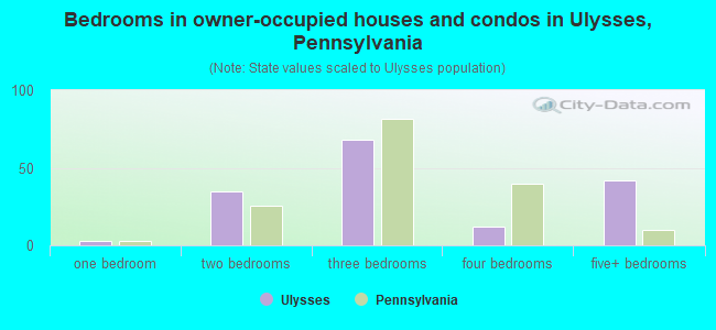 Bedrooms in owner-occupied houses and condos in Ulysses, Pennsylvania