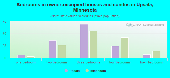 Bedrooms in owner-occupied houses and condos in Upsala, Minnesota