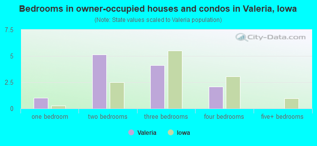 Bedrooms in owner-occupied houses and condos in Valeria, Iowa