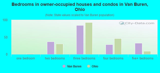 Bedrooms in owner-occupied houses and condos in Van Buren, Ohio