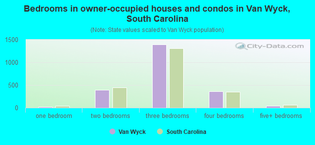 Bedrooms in owner-occupied houses and condos in Van Wyck, South Carolina