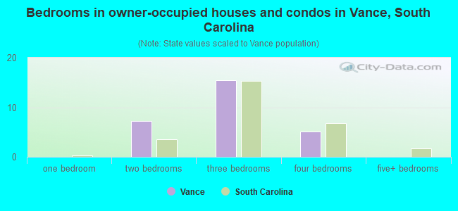 Bedrooms in owner-occupied houses and condos in Vance, South Carolina