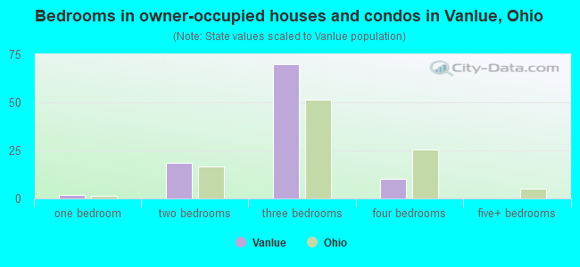 Bedrooms in owner-occupied houses and condos in Vanlue, Ohio