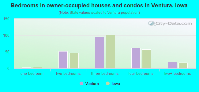 Bedrooms in owner-occupied houses and condos in Ventura, Iowa