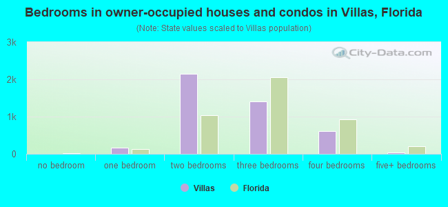 Bedrooms in owner-occupied houses and condos in Villas, Florida
