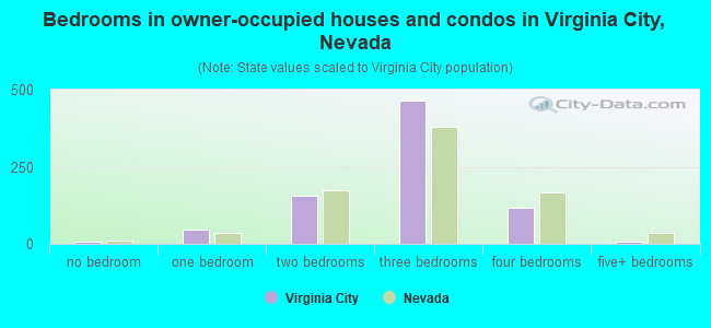 Bedrooms in owner-occupied houses and condos in Virginia City, Nevada