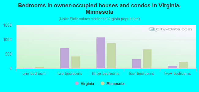 Bedrooms in owner-occupied houses and condos in Virginia, Minnesota