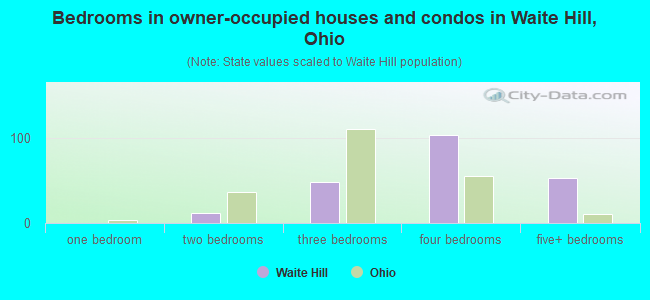 Bedrooms in owner-occupied houses and condos in Waite Hill, Ohio