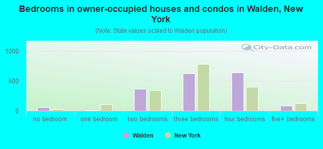 Bedrooms in owner-occupied houses and condos in Walden, New York