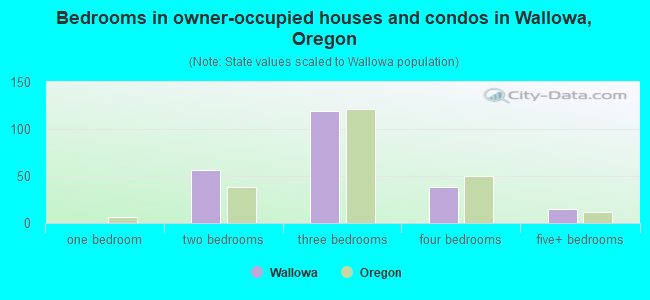Bedrooms in owner-occupied houses and condos in Wallowa, Oregon