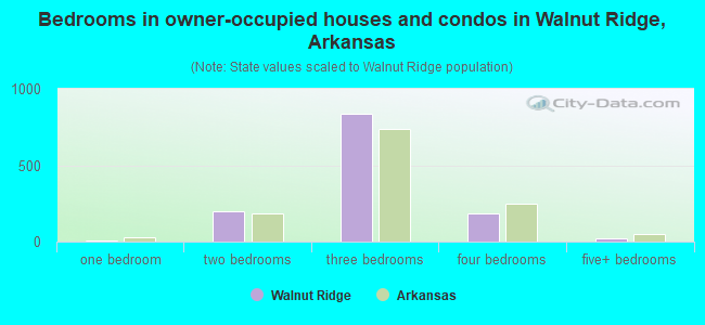 Bedrooms in owner-occupied houses and condos in Walnut Ridge, Arkansas