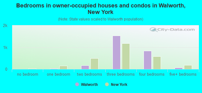 Bedrooms in owner-occupied houses and condos in Walworth, New York