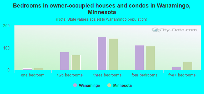 Bedrooms in owner-occupied houses and condos in Wanamingo, Minnesota