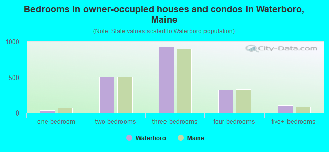 Bedrooms in owner-occupied houses and condos in Waterboro, Maine