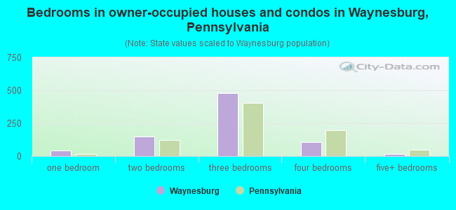Bedrooms in owner-occupied houses and condos in Waynesburg, Pennsylvania