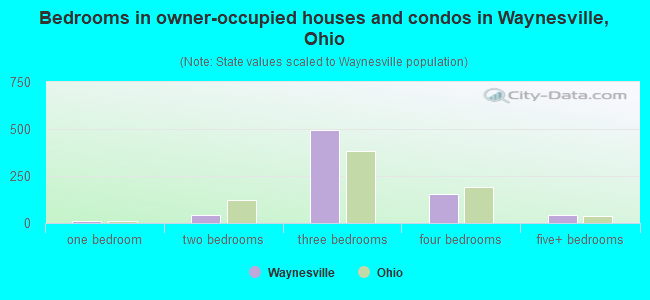 Bedrooms in owner-occupied houses and condos in Waynesville, Ohio