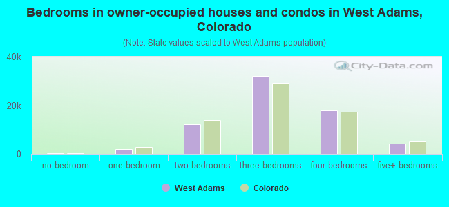 Bedrooms in owner-occupied houses and condos in West Adams, Colorado