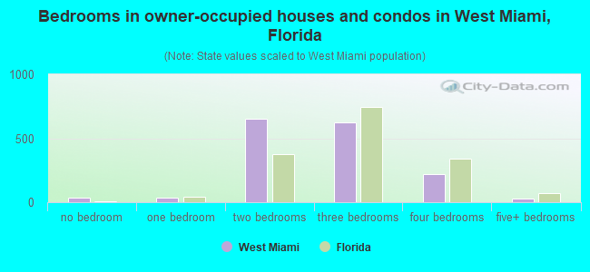 Bedrooms in owner-occupied houses and condos in West Miami, Florida