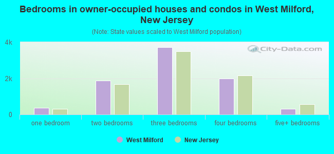 Bedrooms in owner-occupied houses and condos in West Milford, New Jersey