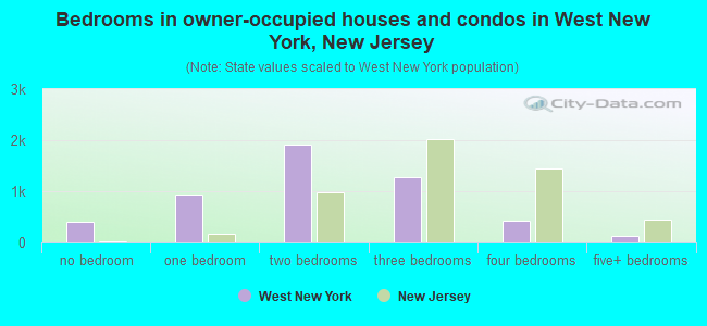 Bedrooms in owner-occupied houses and condos in West New York, New Jersey