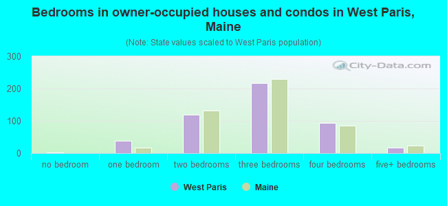 Bedrooms in owner-occupied houses and condos in West Paris, Maine