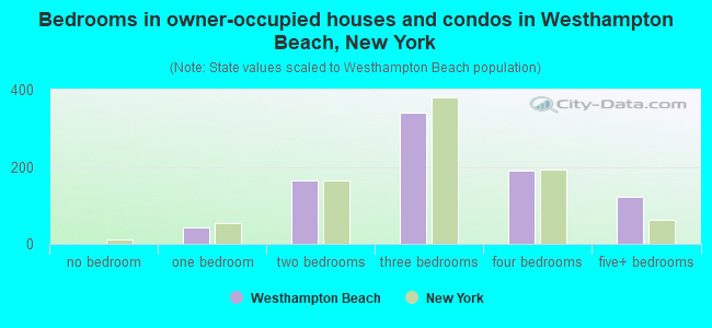 Bedrooms in owner-occupied houses and condos in Westhampton Beach, New York